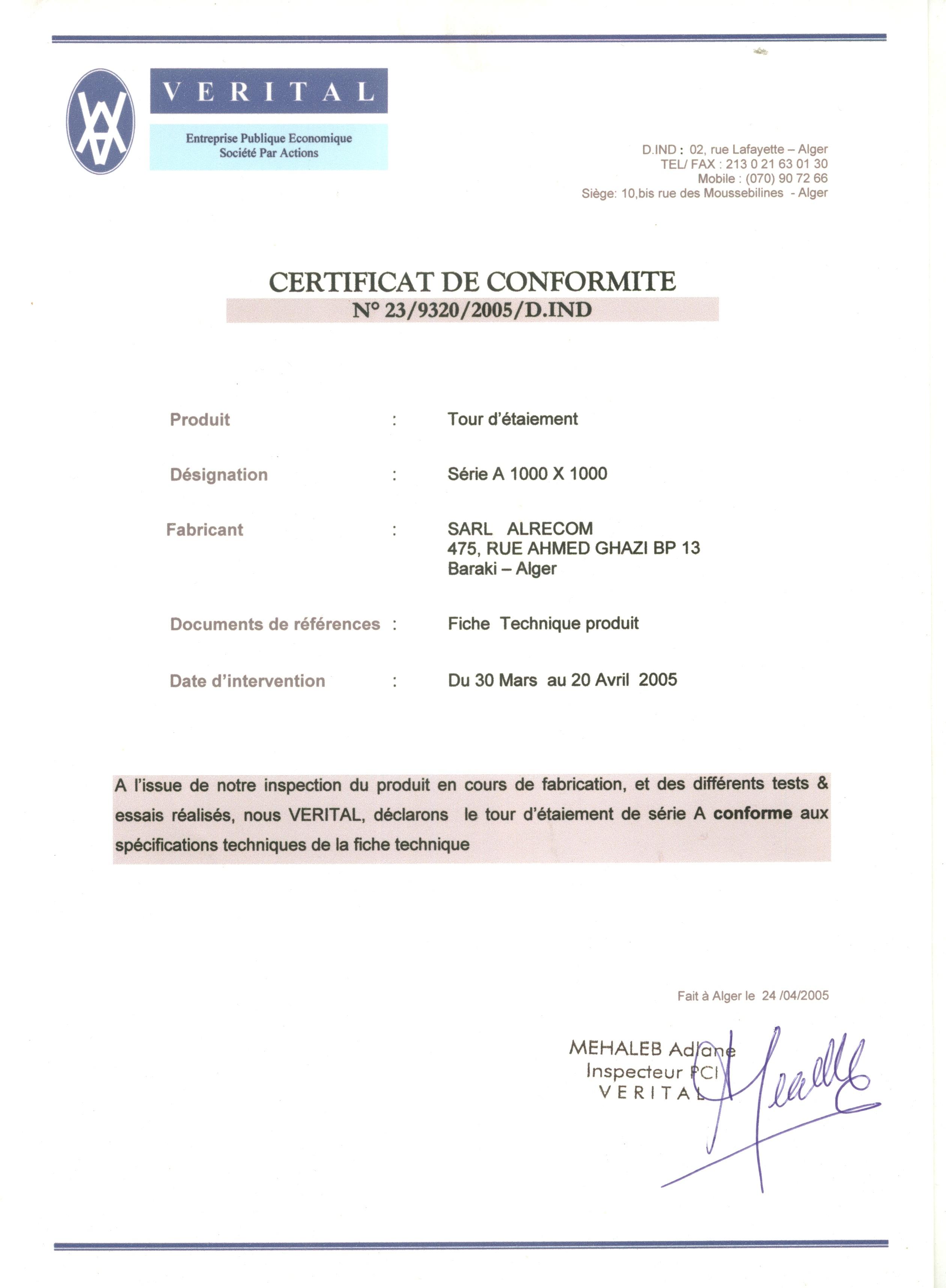 Certificat 07