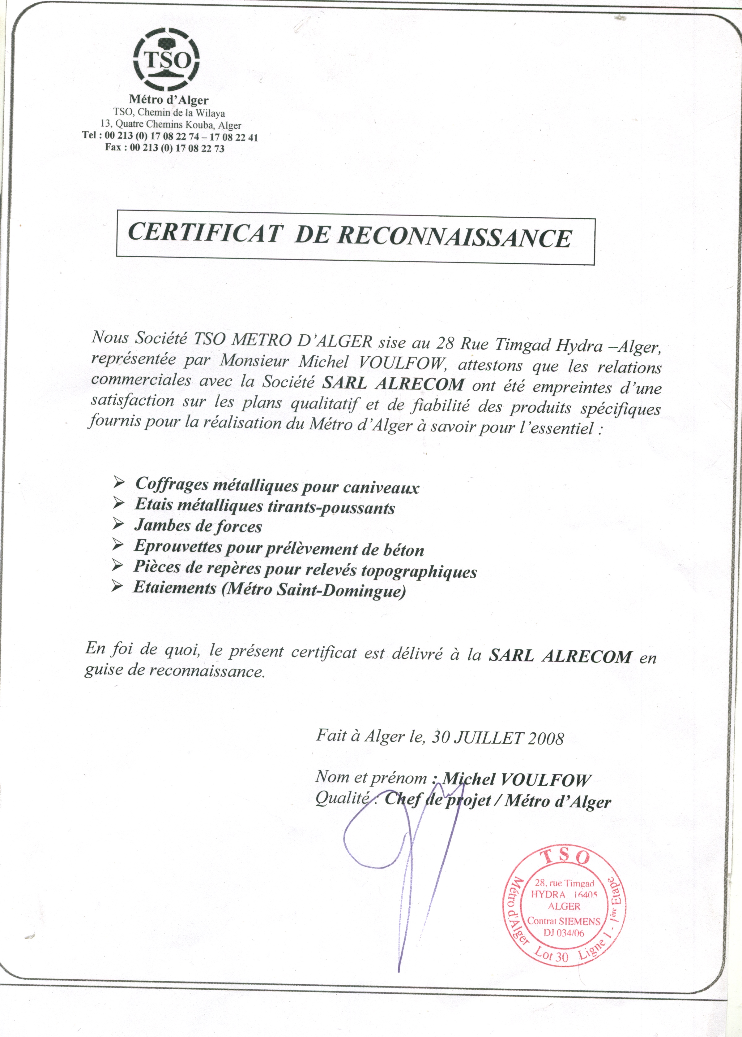Certificat 08